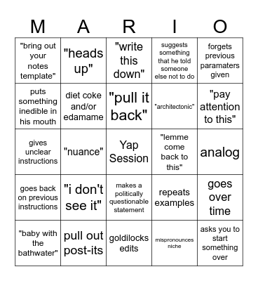 Mario Bingo Card