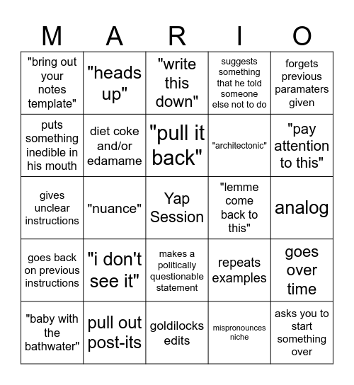 Mario Bingo Card