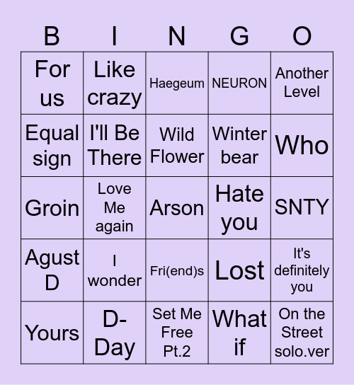@khaoulaBTS7 Bingo Card