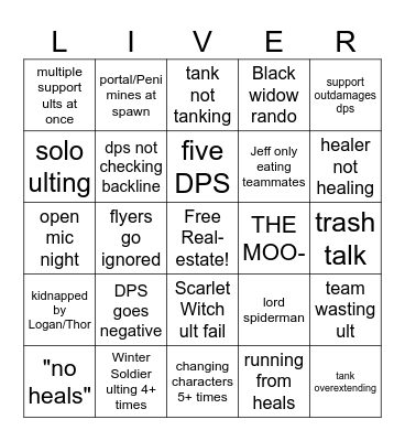 Marvel Rivals Cancer Deluxe Bingo Card