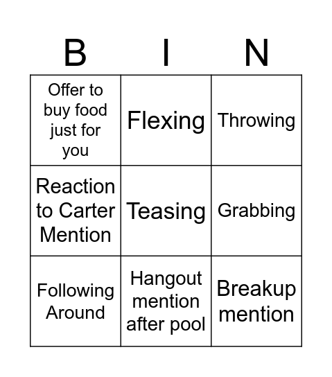 POOL DAY Bingo Card