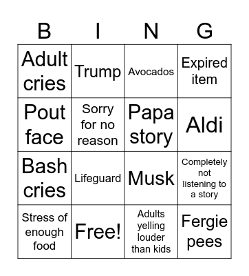 Family Bingo Card