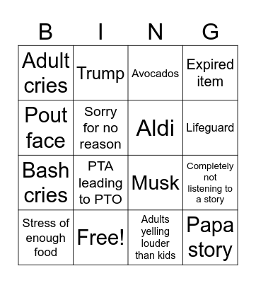 Family Bingo Card