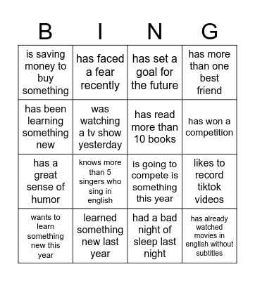 Find someone who... Bingo Card