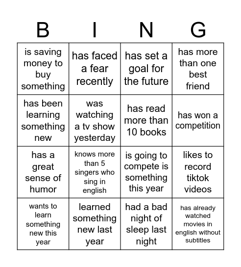 Find someone who... Bingo Card