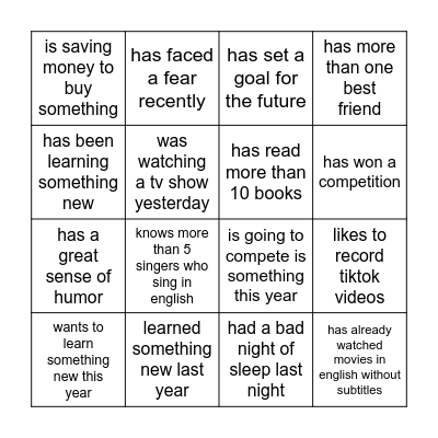 Find someone who... Bingo Card