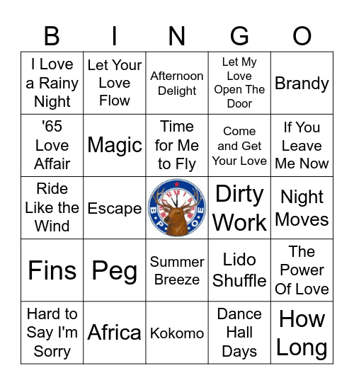 Yacht Rock Bingo Card