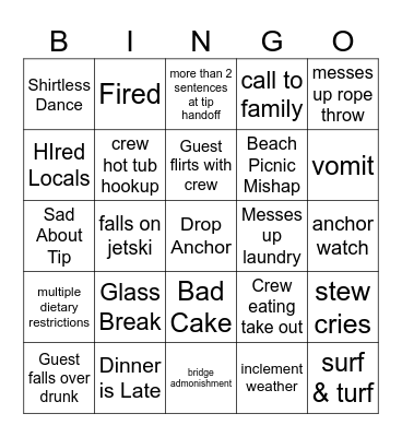 Below Deck Bingo - JJ Bingo Card