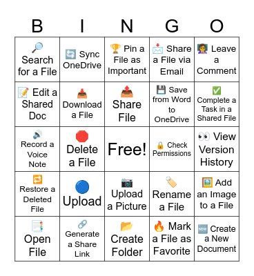 OneDrive Bingo Card
