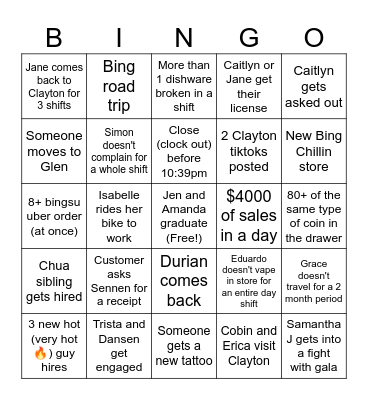 2025 Clayton (BING)O Bingo Card