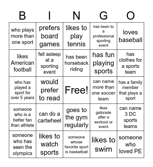 Find Someone Who... Bingo Card