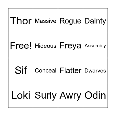 Vocabulary Bingo! Bingo Card