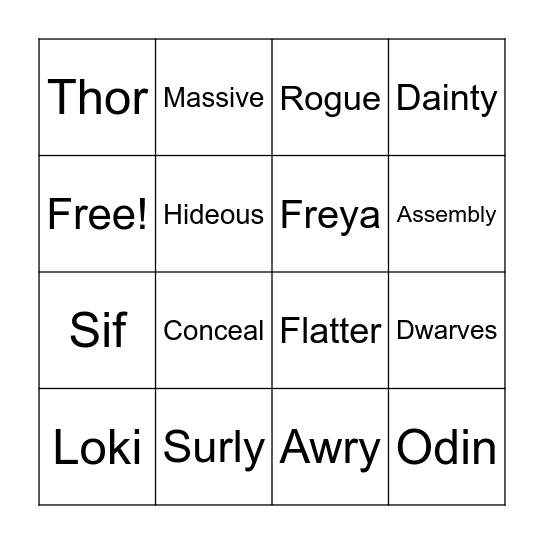 Vocabulary Bingo! Bingo Card