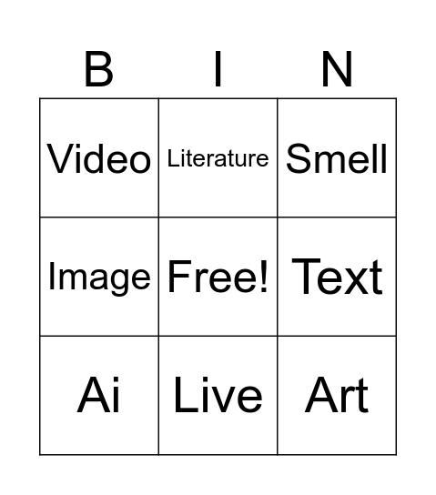 Get off Bingo Card