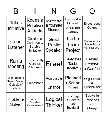 Leadership Bingo Card