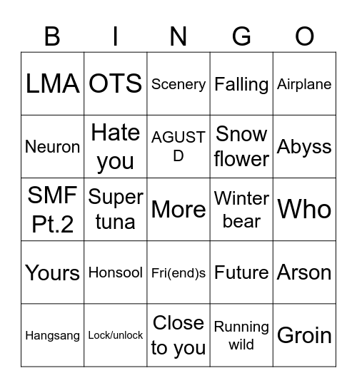 @MaheenK613 Bingo Card