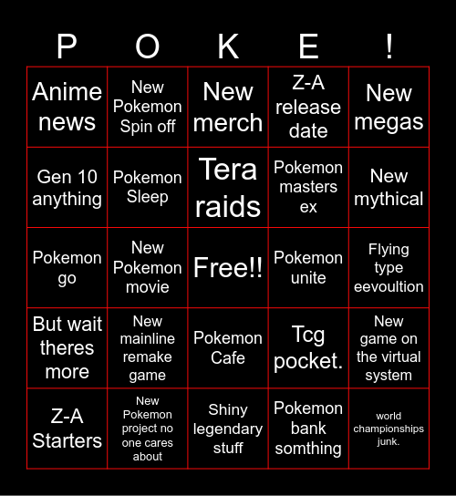 Pokemon day 2025 Bingo Card