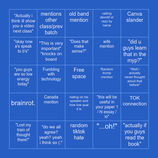 MR JOEL BINGO ! Bingo Card