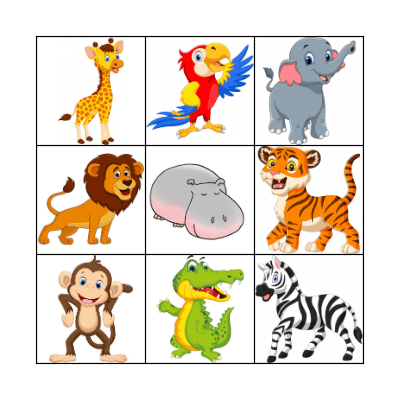 Wild animals Bingo Card