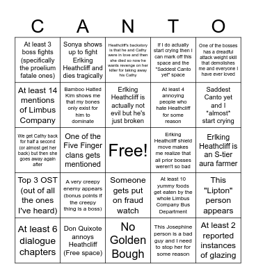 CANTO 6 PREDICTIONS Bingo Card