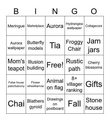 Favorites Bingo Card