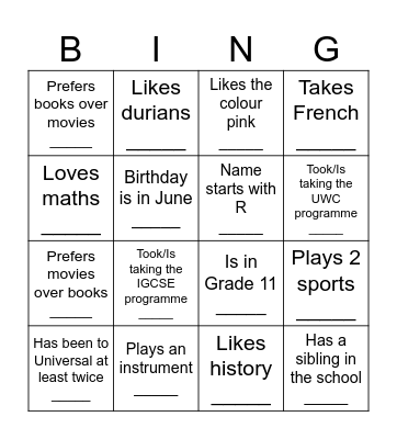 Find somebody who: Bingo Card