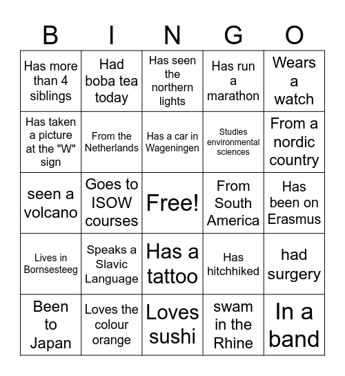 Icebreaker bingo Card