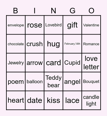 Valentine Bingo Card