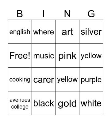 Auslan BINGO Card