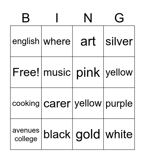 Auslan BINGO Card