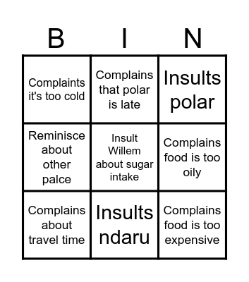 Craig Bingo Card