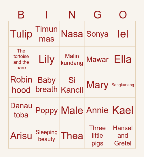 Bingo with samu Bingo Card