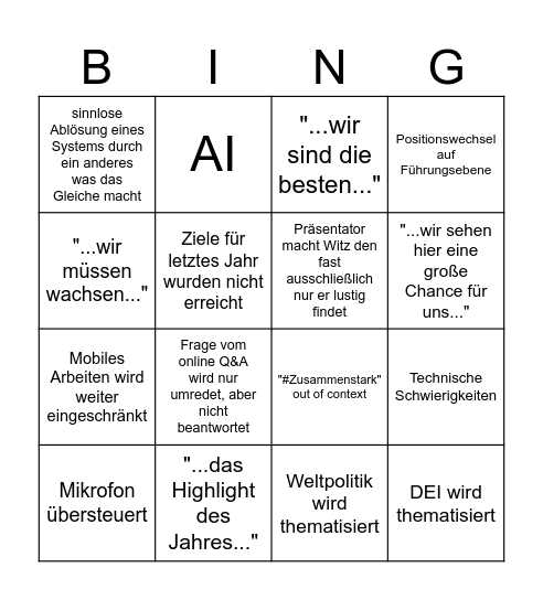 Strat 25 Bingo Card