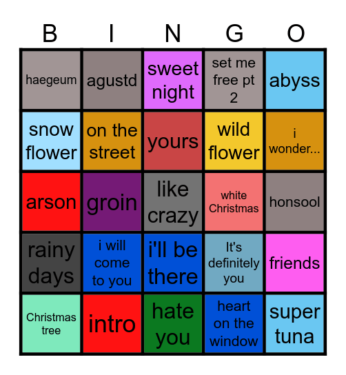 2SEOKTAE day part 2 Bingo Card