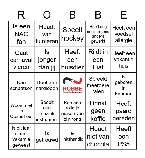 Menselijke Bingo Card
