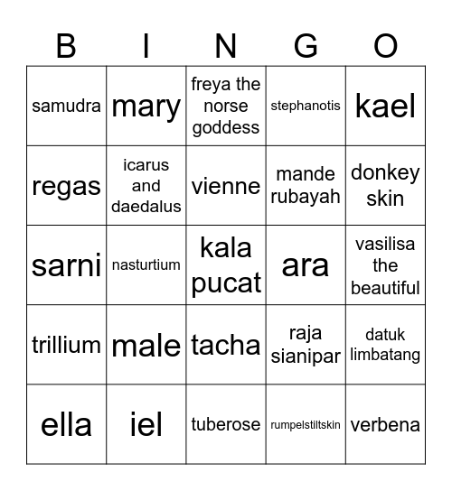 met main yek! Bingo Card