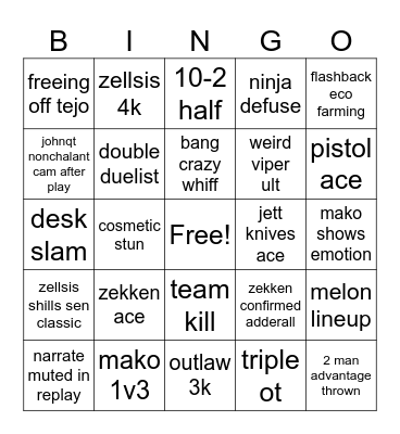 sen drx Bingo Card