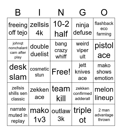 sen drx Bingo Card