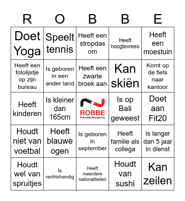 Menselijke Bingo Card