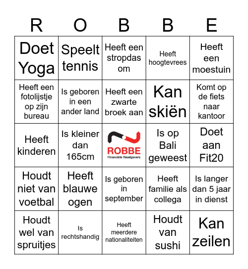 Menselijke Bingo Card
