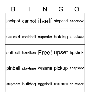 Compound Words and Syllables Bingo Card