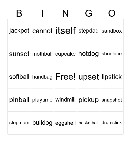 Compound Words and Syllables Bingo Card