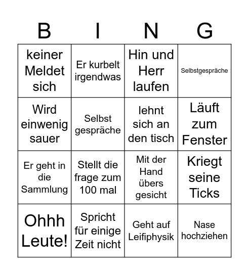 Herr Wöste Bingo Card