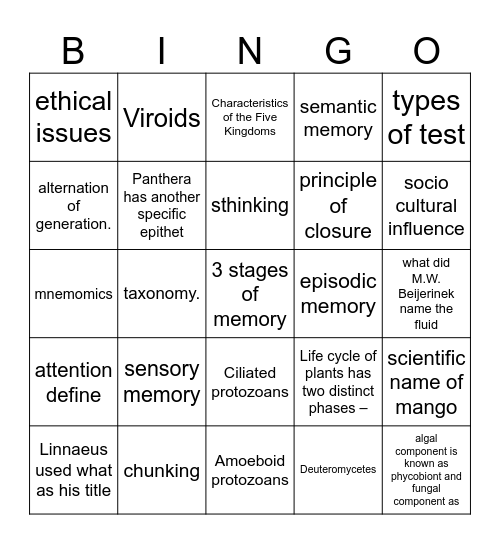 biology and physclogy class 11 Bingo Card