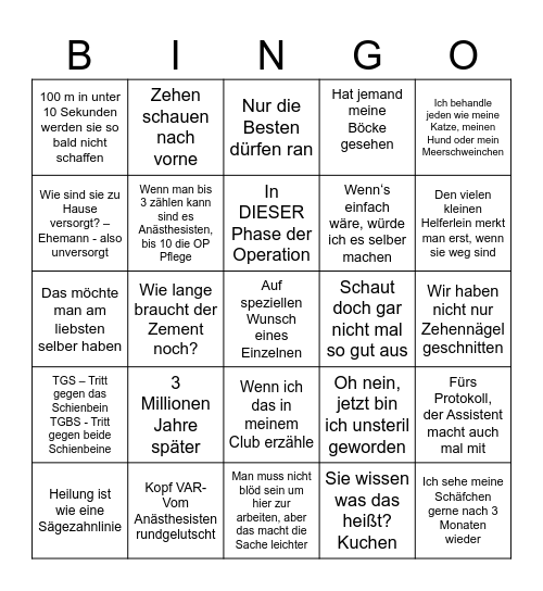 Neujahresbingo für Privatversicherte Bingo Card