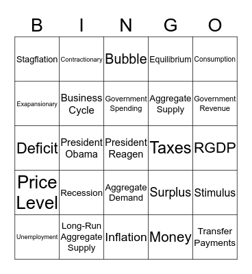 Fiscal Policy Bingo Card