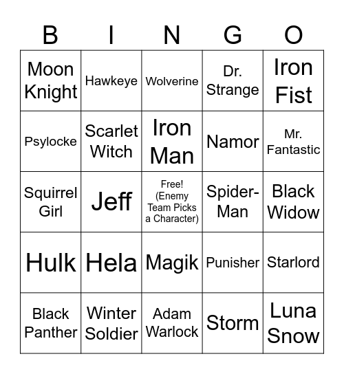 Hate Bingo Card