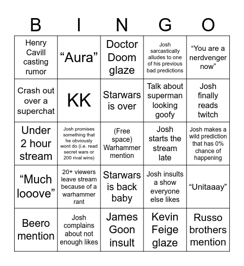 Den of Nerds Bingo Card