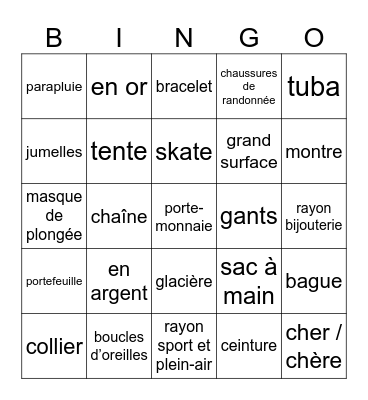 Chapter 7.2 Bingo Card