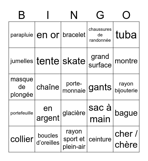 Chapter 7.2 Bingo Card